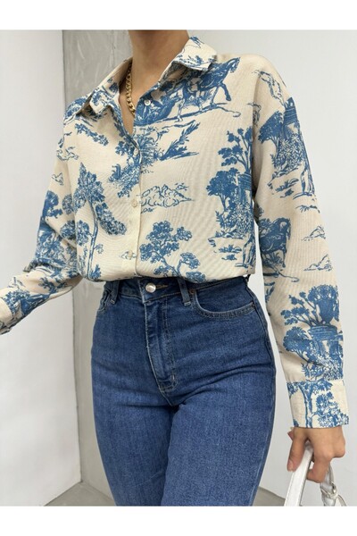 Modamorfo Лляна сорочка з малюнком дерева - нафтова