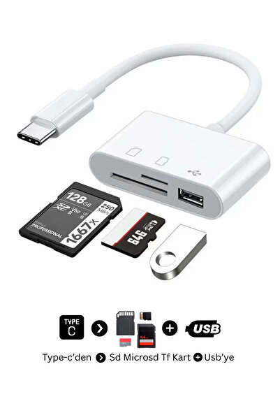 Abbruch Card Reader Type C to Sd/Microsd/Tf Card & USB 3in1 Converter Converter Adapter Sd Cardreader