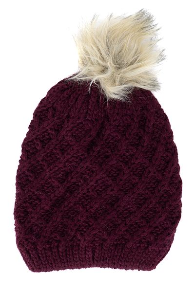 Ottoland Women's Winter Thick Pompom Beret with Cotton Knit Model Keep Warm Stretchy Windproof