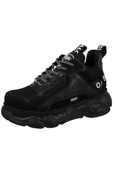 Buffalo Damen Low Sneaker CLD CHAI Plateau 1630424 Schwarz Black Lederimitat/ Textil