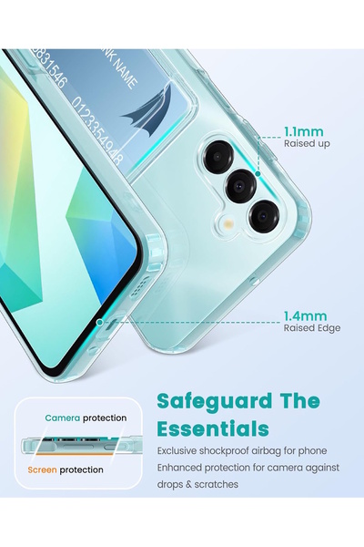 m.tk moveteck Samsung Galaxy A16 Kılıf Şeffaf Arkası Kartlık Bölmeli Cüzdanlı Kartvizitli Yumuşak Silikon Qr işlem