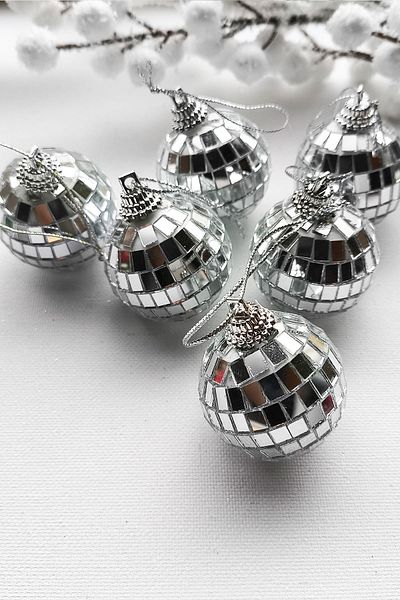 Patladı Gitti Πρωτοχρονιάτικο Στολίδι Καθρέφτης Pine Tree Disco Ball - Σετ 6 τεμαχίων 5 cm