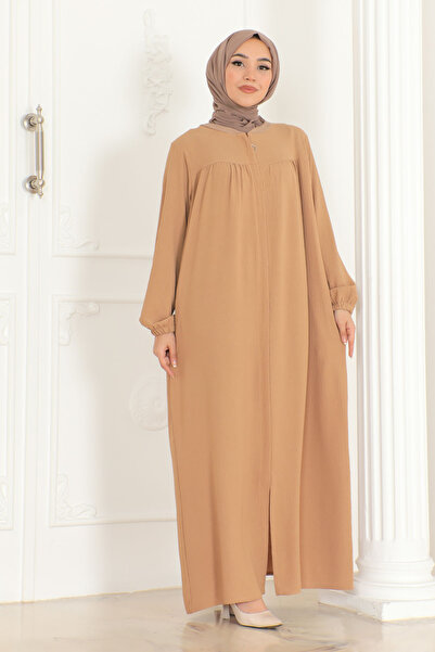 OKTAYUSTA COLLECTİON Robalı Mevlana Kesim Günlük Ferace Kahverengi