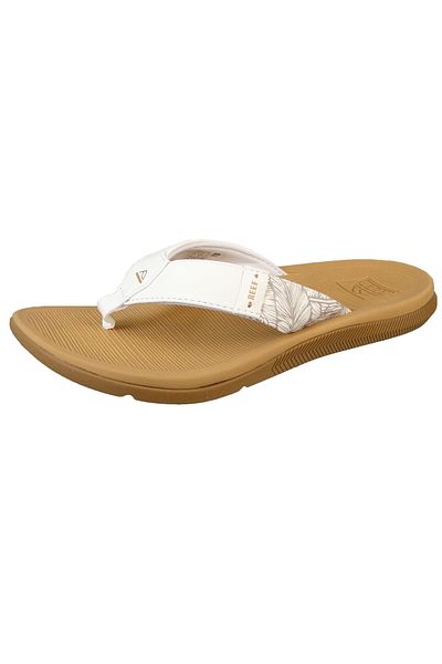 Reef Damen Zehentrenner Sandalen Santa Ana Zehentrenner CI7130 Weiß Cloud Leder mit EVA