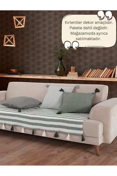 Lux Touch Liva Khaki Seat Cover - 115 X 200 cm Tufted Shawl Divan Sofa Bed Armchair Cover