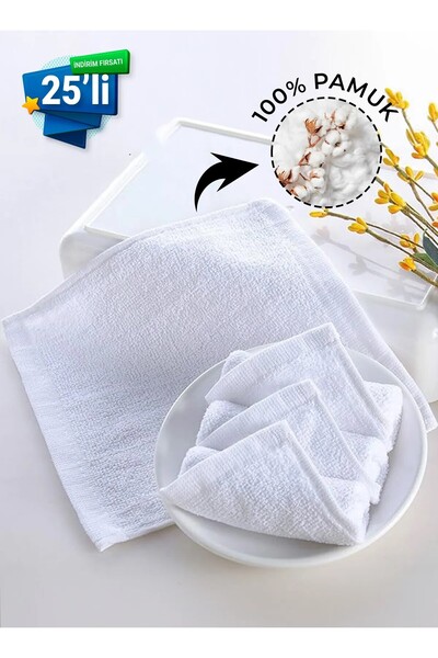 Seda Home Art 25'li %100 Pamuk 30x30 El-Yüz-Traş-Bebek Havlusu , Doğal Pamuk ...