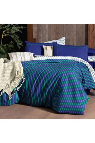 Sarev Σετ Παπλωματοθήκη Dalen Double Navy Blue - 100% βαμβάκι, αναστρέψιμη