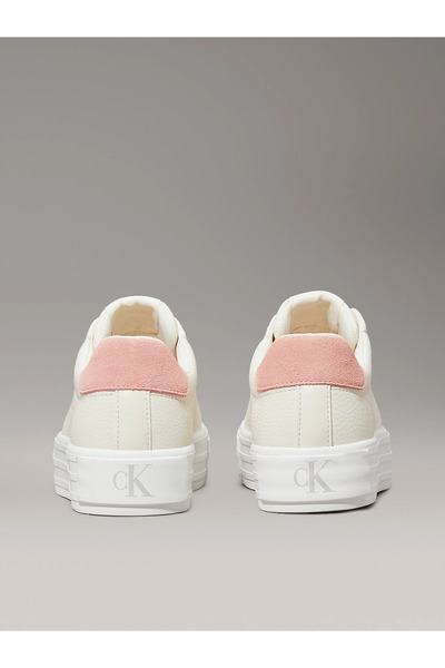 Calvin Klein Kadın Yüksek Rahat Taban Deri Beyaz Sneaker YW0YW01669-0LD