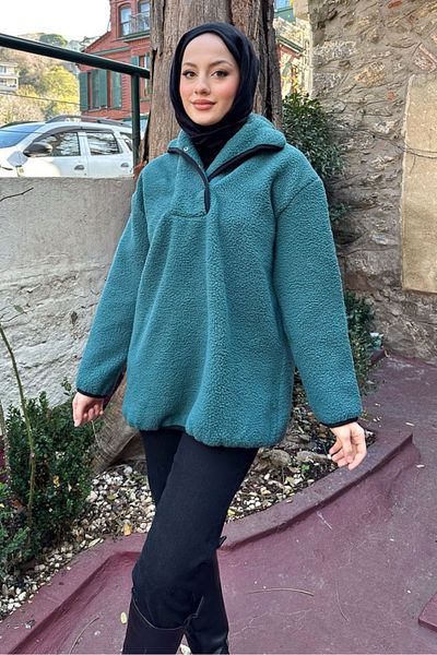 Oven Arles Kangaroo βελούδινο φούτερ - Petrol Green