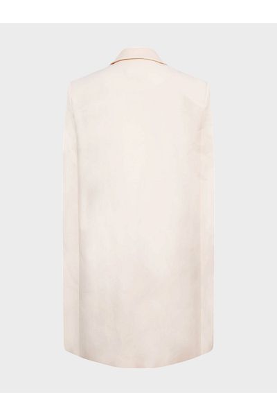 RİVUS Shiny Satin Crepe Special Design Stylish Cape Jacket - Ecru