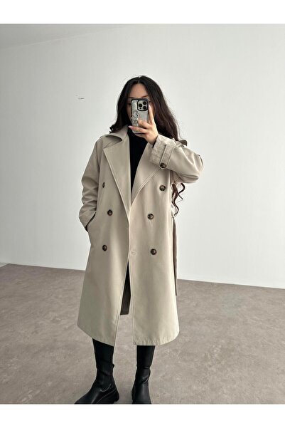 Büşra Doğramacı Klasik Kesim Premium Taş Trenç Kot