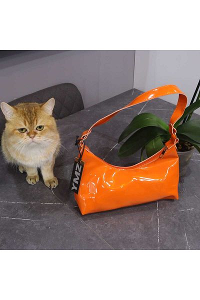 YMZBAG Orange Patent Leather Shoulder Bag