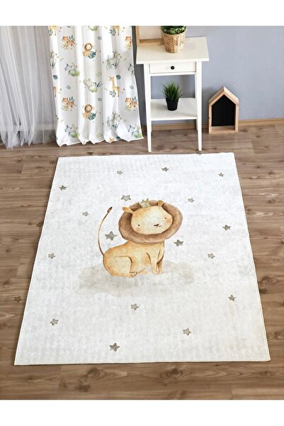 Evmila Baskılı Aslan Desen 8mm Kalınlıkta Çocuk Halısı