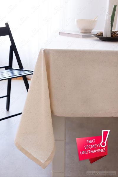 lemsel Pamuklu Organik Ham Keten Masa Örtüsü, Şık Görünüm,Lüks Tasarım