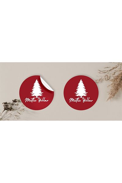 anka design Red Happy Birthday Coated Sticker - 4X4Cm, 36 Pieces