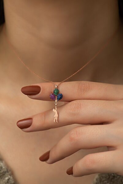 Nereze 925 Ayar Balonlu Kız Kadın Gümüş Kolye TXE8B92BA1145