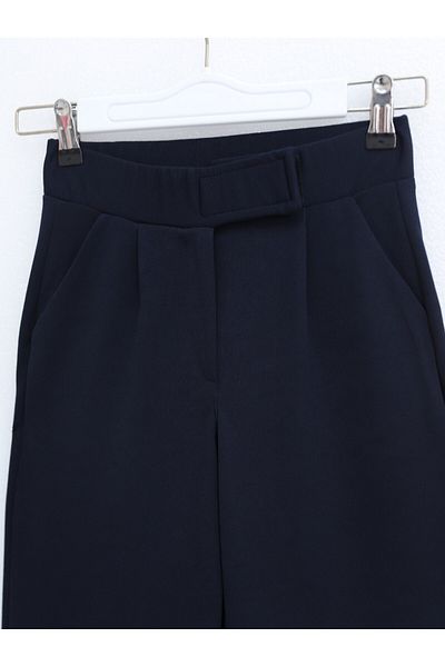 Modamorfo Velcro Detail Pipe Leg Fabric Trousers - Navy