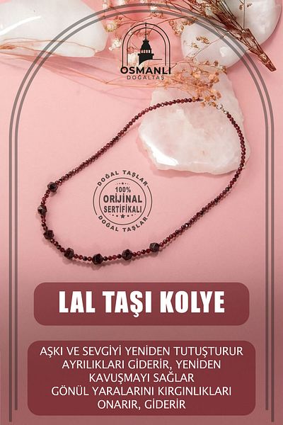 OSMANLI DOĞAL TAŞ Lal Natural Stone Silver Necklace