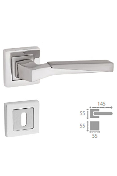İSTANBUL DOOR HANDLES ERCİYES NİKEL SATEN KAPI KOLU KARE ROZETLİ ODA (TK)