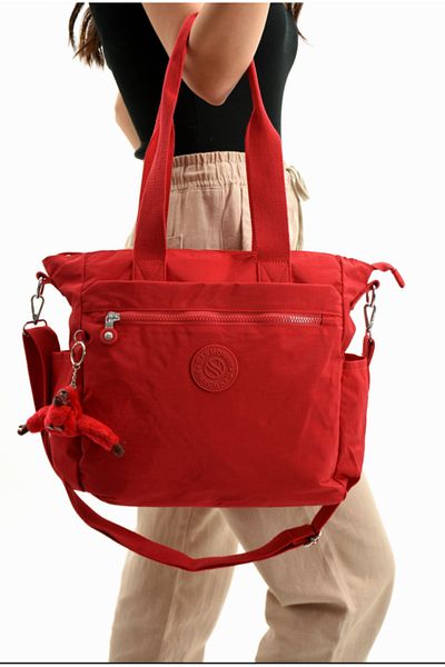 eflanmoda Sanmorris Waterproof Crinkle Fabric Multi-Compartment Hand and Shoulder Bag