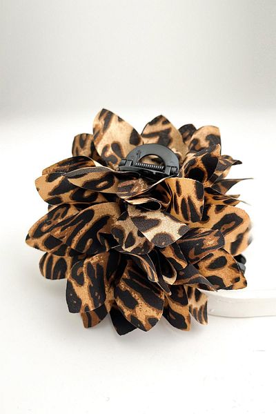 Modex Leopard Print Leaf Rose Pinch Buckle (12cm)