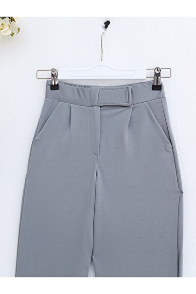 Modamorfo Beli Hook and Loop Detail Pipe Leg Fabric Pants - Gray