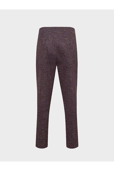 RİVUS High Waisted Ribbed Stitching Cigarette Leg Trousers - Plum