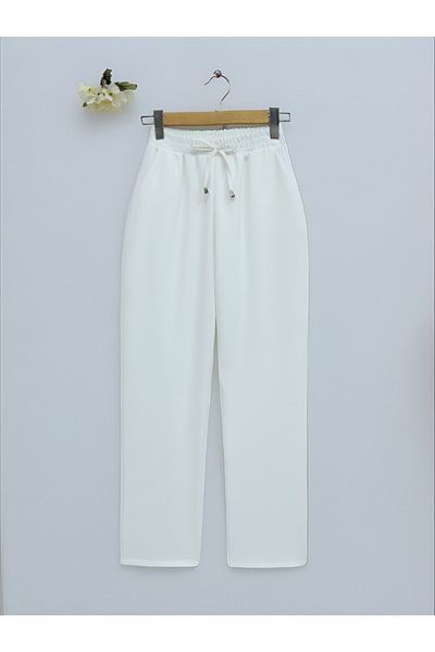 Modamorfo Schmale Hose mit Schnürung an der Taille – weiß