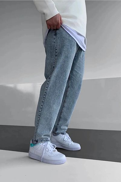 NO61 MAN Baggy Acid Wash Grinding Jeans