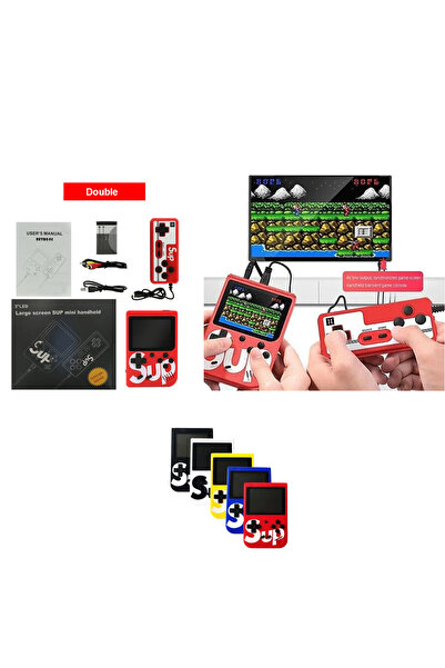 Marooble Sup ateri oyun konsolu kırmızı 2 oyunculu 400 oyunlu retro mini el a...