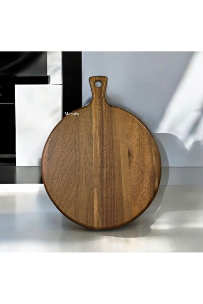 menofis Premium Akasya Serisi  Yuvarlak Saplı Sunumluk  , Kesim Panosu , Çok Amaçlı Sunumluk