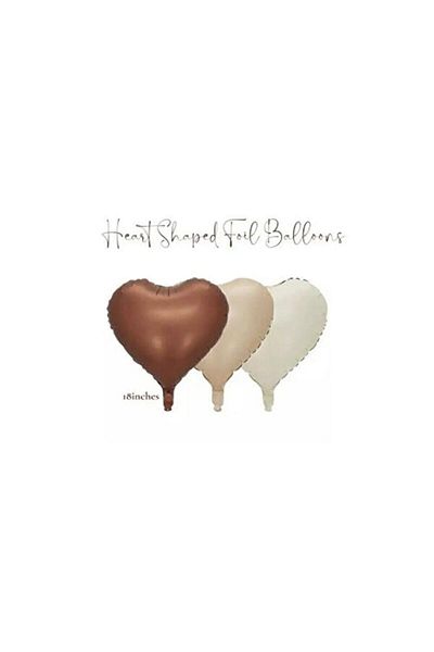 TATLI GÜNLER Brown Retro Stin Colors Balloon Bunch 3-Piece Foil Heart Balloon.