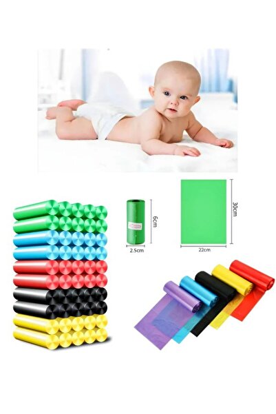 Özasya AVM 4 Rulo/60 Parça Renkli Bebek Bezi Çöp Poşeti, Kullan At Poşet Seti...