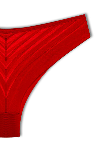 HNX Kırmızı Transparan Dantel Brezilya Kesim Kadın Külot 3'lü