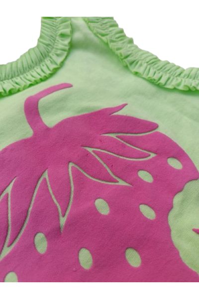 Çikoby Girl's Double Set Printed Tank Top Shorts Green - Pink