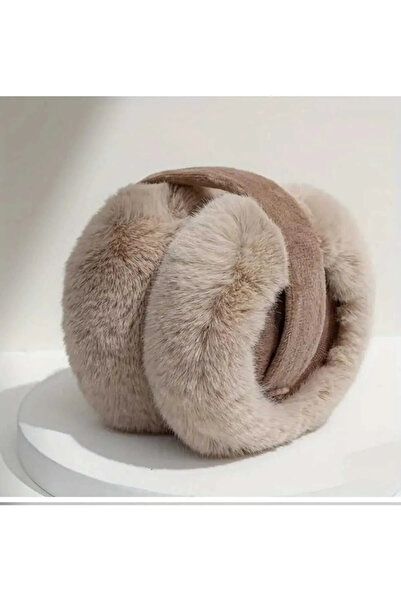 KARAASLAN Katlanabilir Yumuşak Dokulu Bej Peluş Kulaklık
