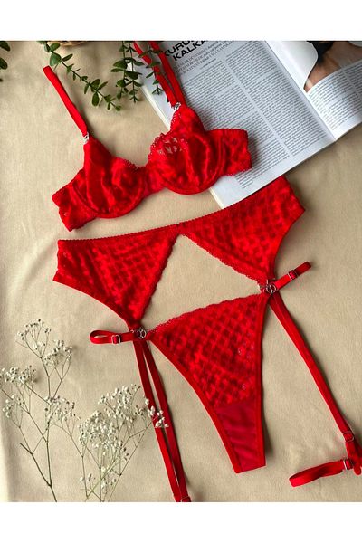 SİLVER MİRROR New Year's Special Red and Black Garter Belt