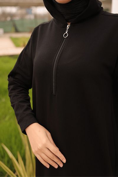 Nissra Ankanoor Black Side Zipper Hooded Dress Anka 257063