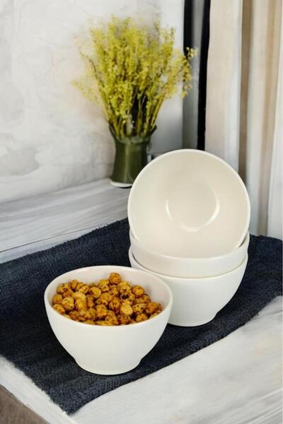 Digithome 10 cm Plain Cream Porcelain Snack Bowl Presentation Bowl Set of 4 - Tl 4037423   C320.003