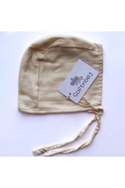 softnbej Oeko-Teks Certified 100% Cotton Ecru Muslin Baby Bonnet Hat