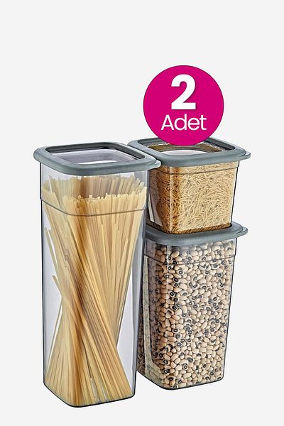 Smartware Set of 2 Skali Square Storage Containers Anthracite (2 Pcs 740 Ml, 1440 Ml, 2350 ml)