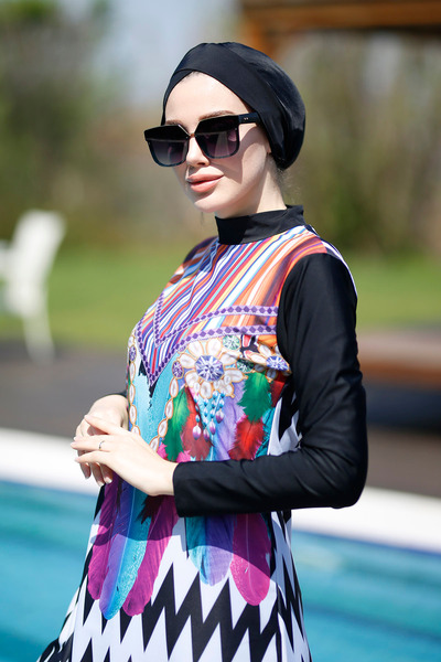 Remsa Mayo Μαγιό Hijab - Σχέδιο, Πλήρως Κάλυμμα και Ζιγκ-ζαγκ Πέρλα