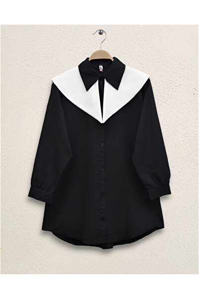 Modamorfo Sailor Collar Tericoton Shirt - Black