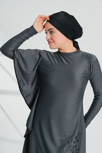 Remsa Mayo Lycra Full Covered Hijab Μαγιό Tuna Grey 2239