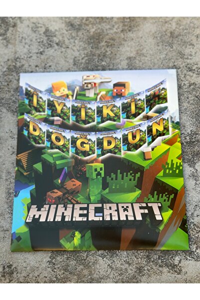 Party Partycom minecraft temalı iyi ki doğdun yazılı banner