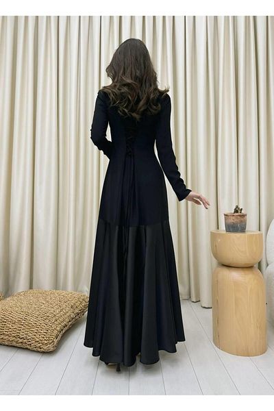 Cardella Rochie de Anul Nou - Crep de bumbac cu detaliu din satin, fusta reglabila pe spate