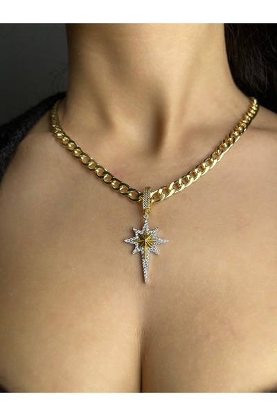 Çelik Taşlı Kutup Yıldızı Kolye