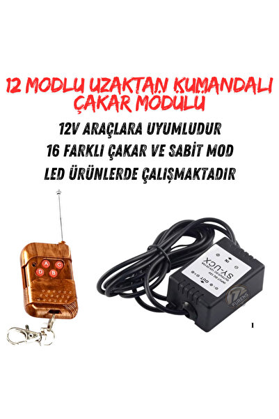 STS Oto Aksesuar 12 Modlu Kumandalı Çakar Modülü Sis Çakar Modülü Uzaktan Kum...
