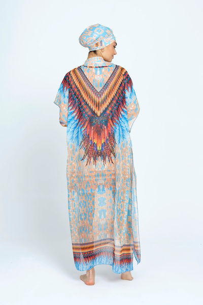 Remsa Mayo Tesettür Mayo Üzerine Desenli Kaftan Pareo Afrika