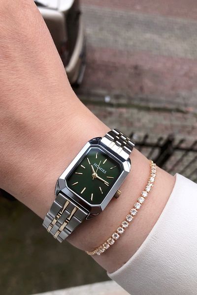 Homies Women's Wristwatch and Bracelet Set - Small Case with Steel Band